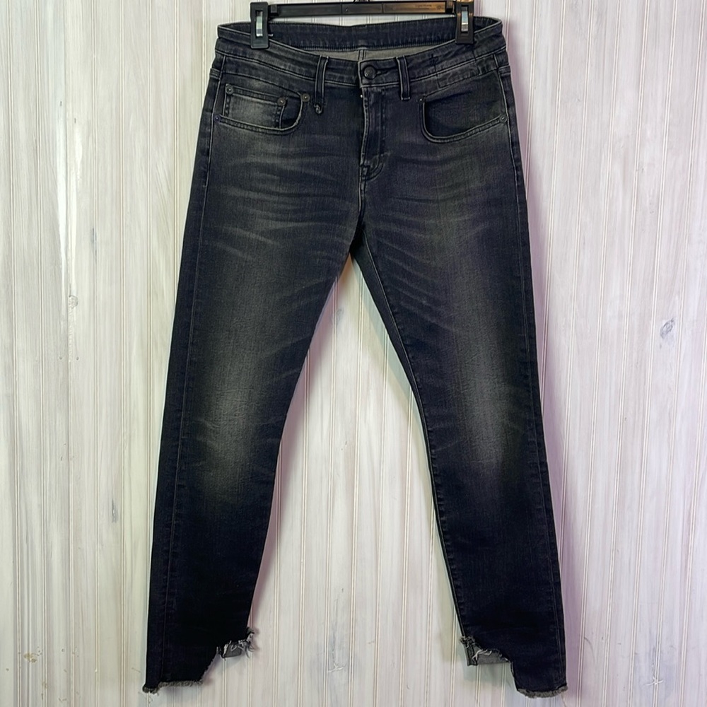 R13 Black Washed Ankle Crop Jeans